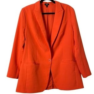 Express Editor Women's Single-Button Bright Orange Blazer